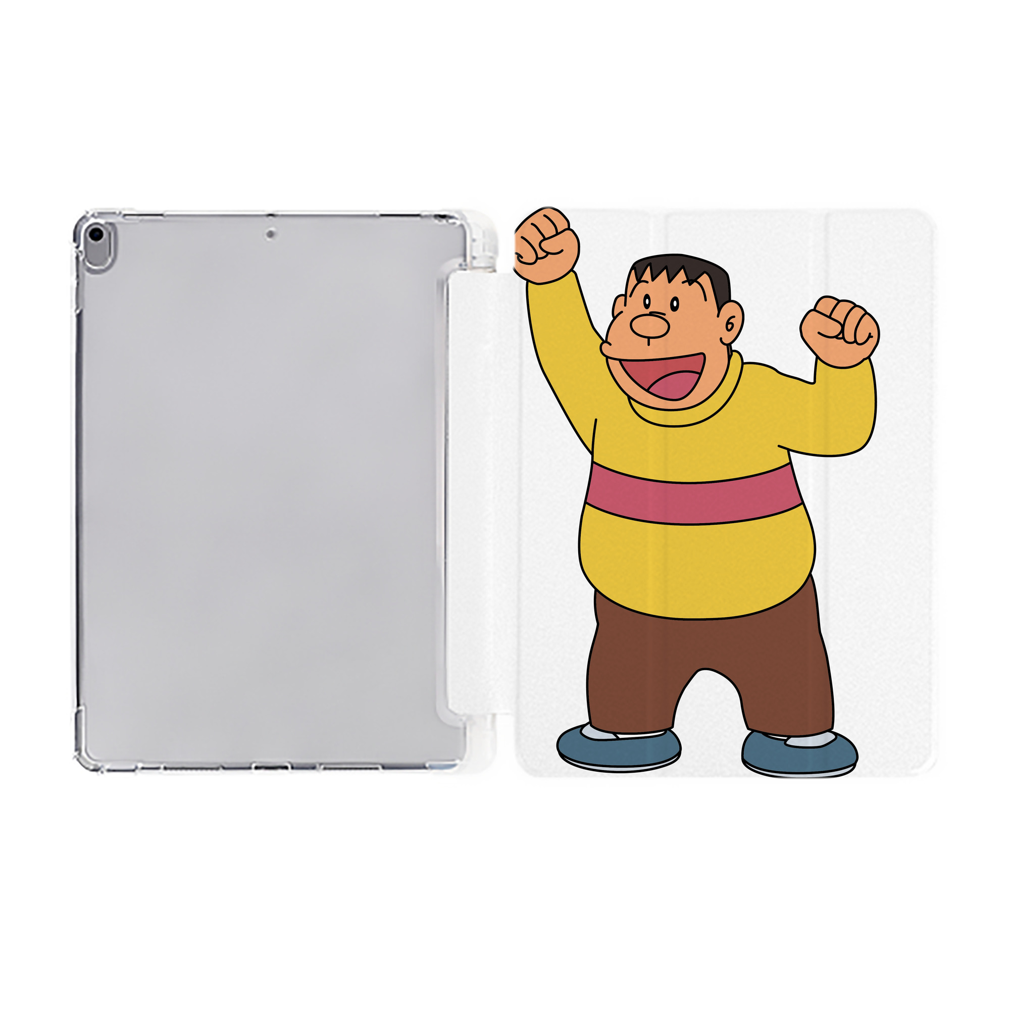 （画像用） ドラえもん 剛田武 Doraemon Gouta Takeshi IPad ケース ペン収納付き 三つ折りスタンド PUレザー×シリコン 対応機種9.5/10.5/10.9インチ